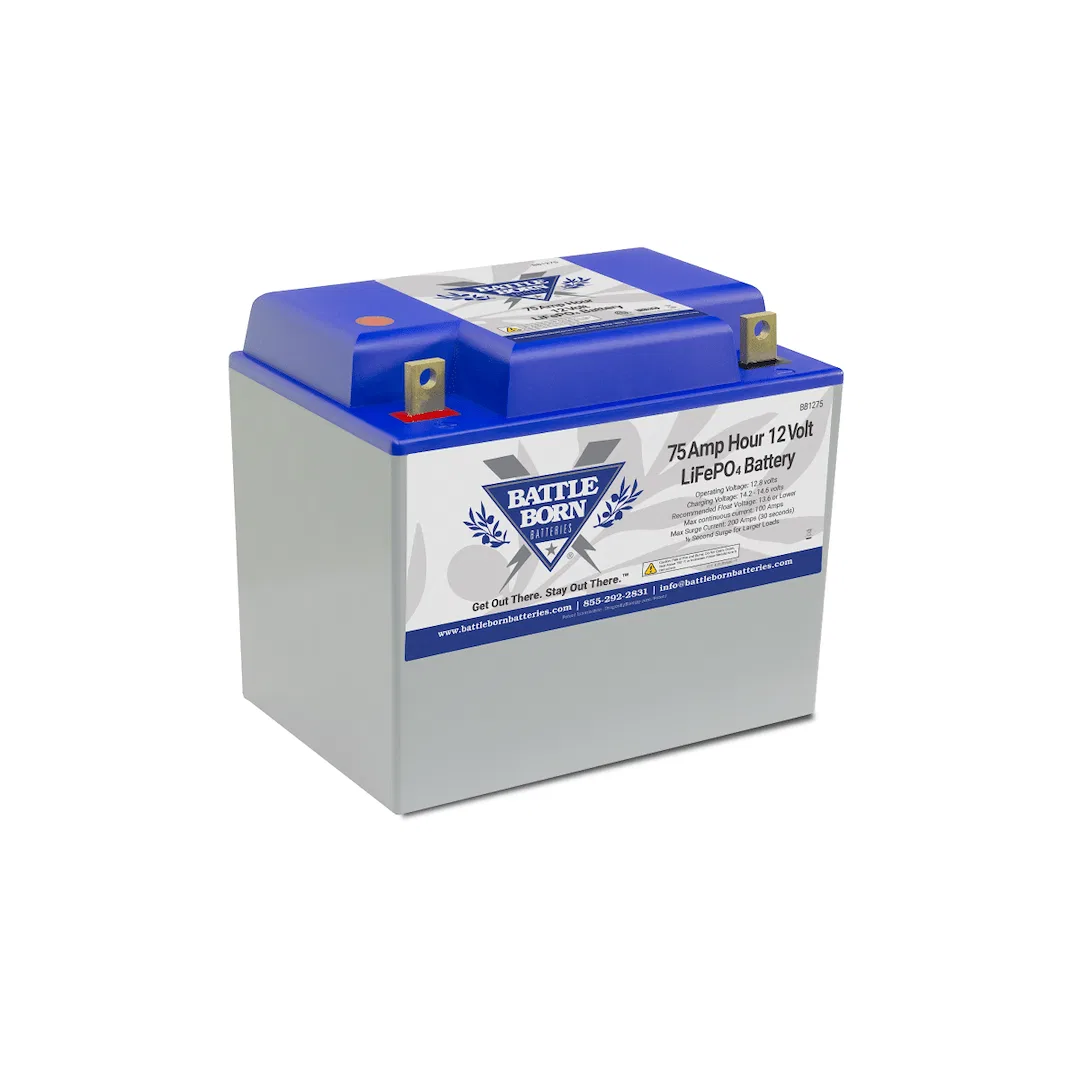 BB1275 – BATTLE BORN Battery, Group 24 12 Volt Flag Top Terminal Lithium Deep Cycle Battery 75 Ampere Hour Capacity 1...